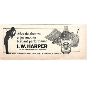 IW Harper Gold Medal Kentucky Bourbon 1960s Vintage Print Ad